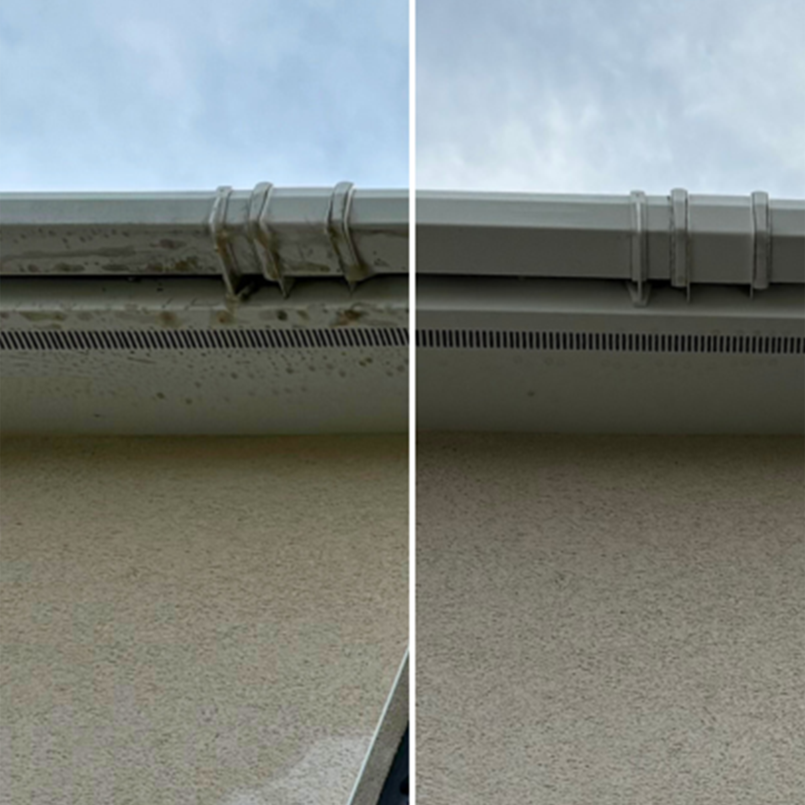 Fascia and soffit before and after cleaning